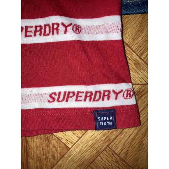 Superdry Red White Cote Stripe Text T-shirt g60109mt Small Women’s Ladies Top - Picture 4 of 6